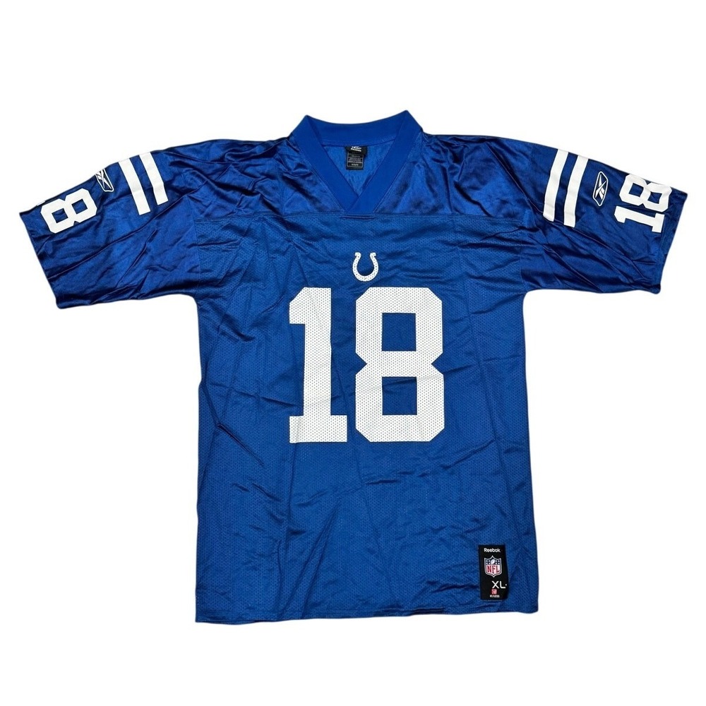 Reebok Indianapolis Colts Peyton Manning 18 Blue Football Jersey Mens XL